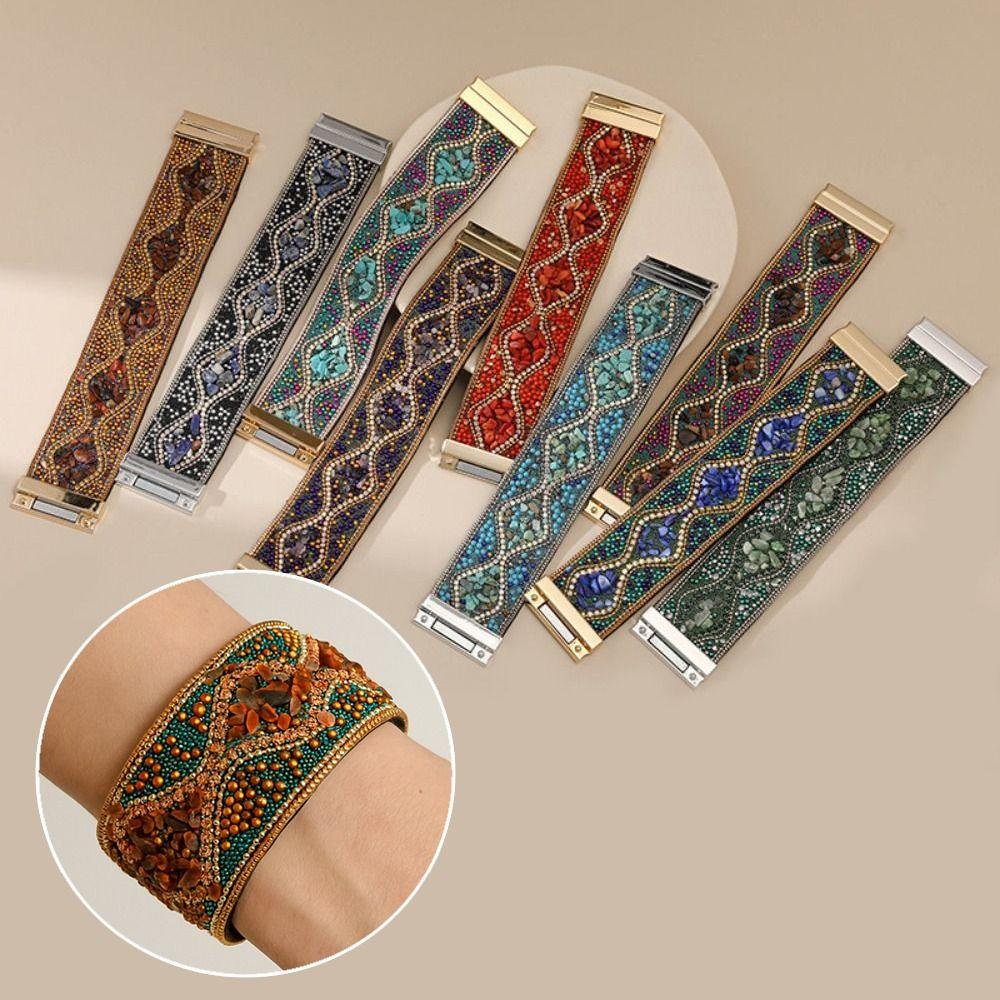 Böhmisches Magnetverschluss-Armband Ethnischer Stil Handgefertigt Damenarmreif Modeaccessoire