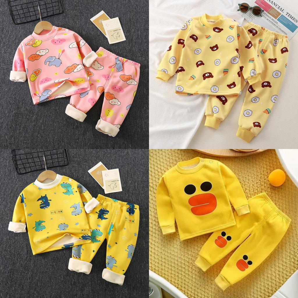 Childrens Warm Milk Silk Pajamas With Animal Prints For Autumn And Spring
