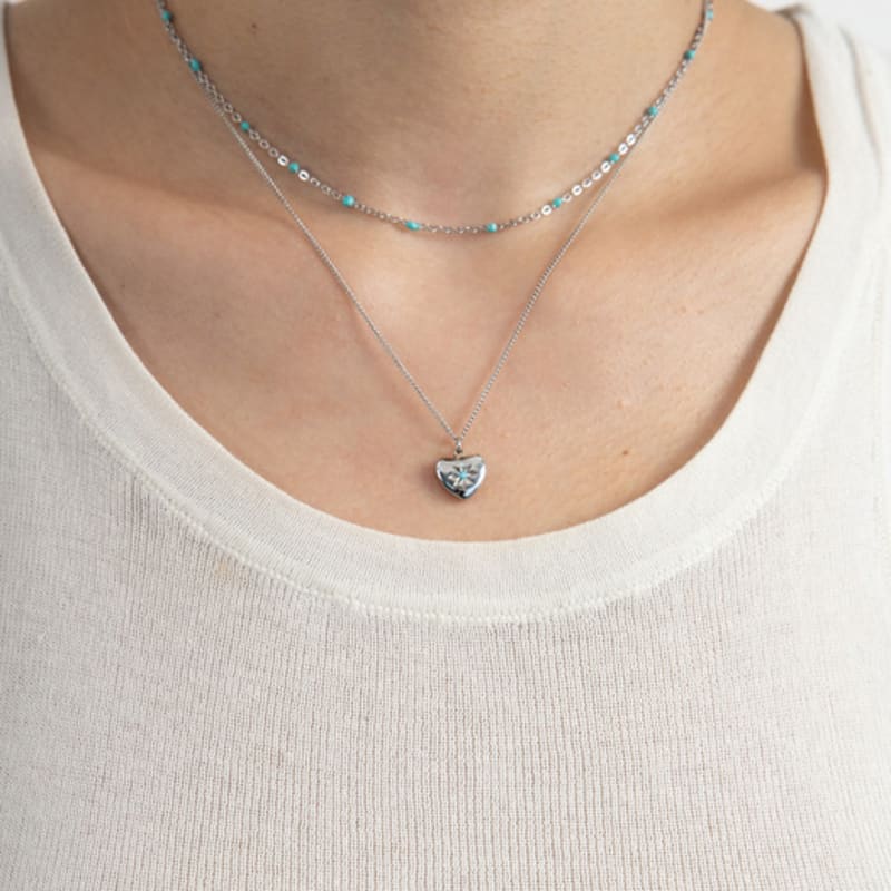 LingerPiece [2set] Heart with mint point necklace