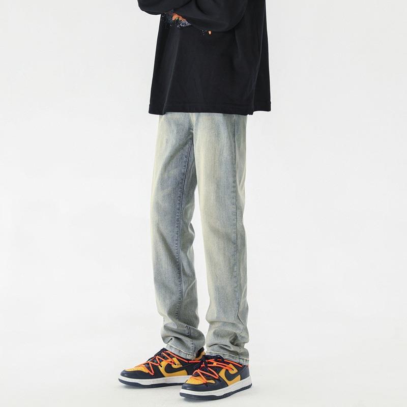 Джинсы JYL мужские, окрашенные методом грязевого окрашивания, уличный стиль, хип-хоп, винтажная стирка, свободные, прямые, деним L базар