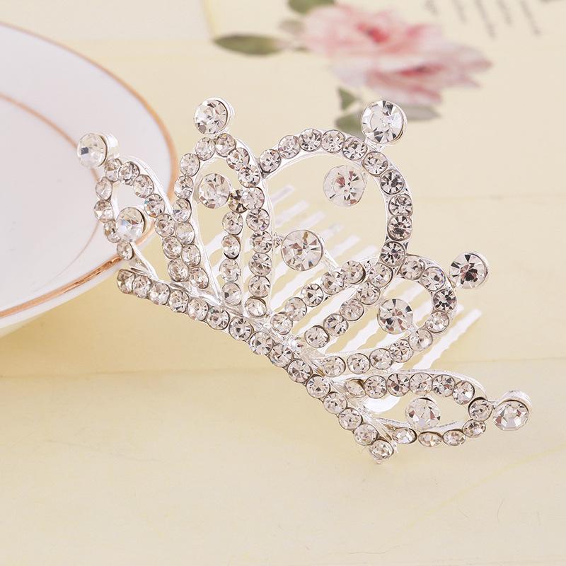 Korean Style Crown Jewelry Comb Hair Ornaments Princess Rhinestone Crown Alloy Colorful Girls Birthday Dance Hair Accessories