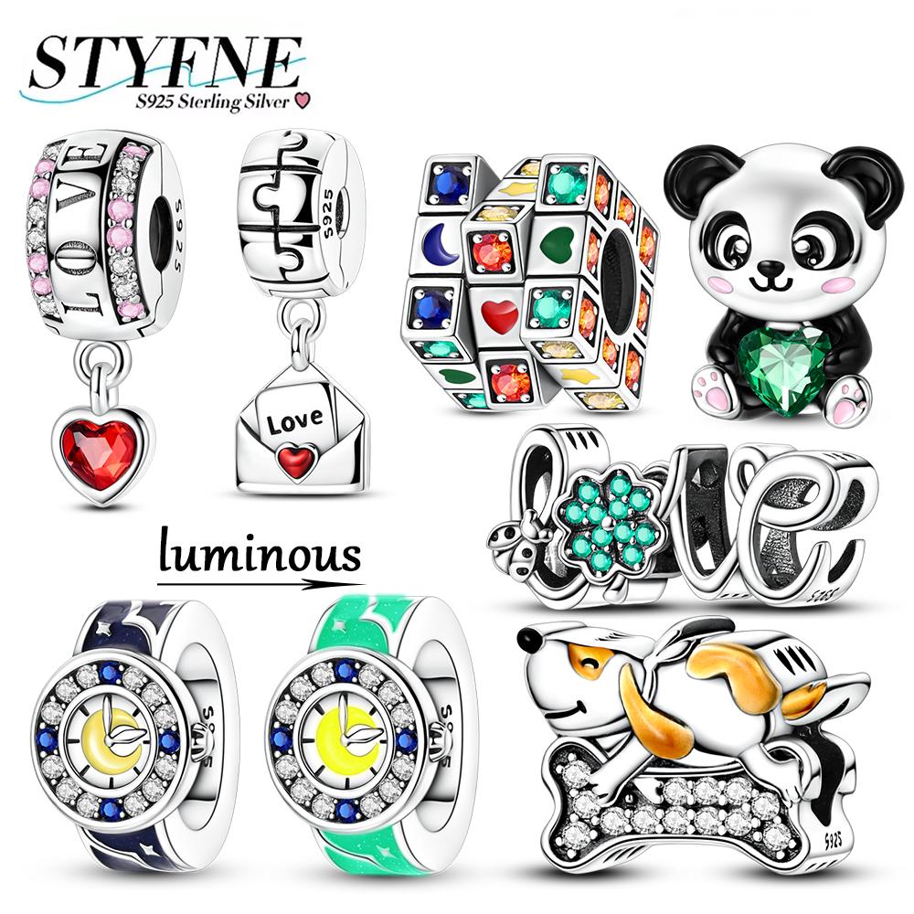 Kupfer Metall Leuchtender Mond Uhr Perlen Komponenten Armband Hohe Qualität Feiner Schmuck Entworfen Für Charm Perlen Komponenten Plata Originale Marke Perle