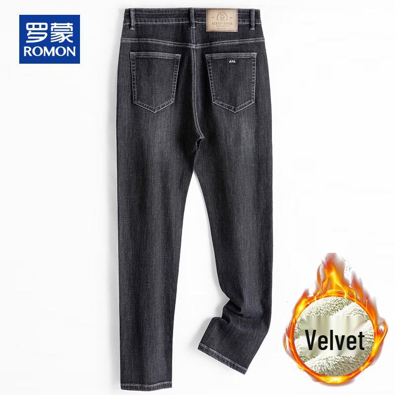 ROMON Men's Lambswool Lined Loose Straight Jeans