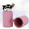 Portable Makeup Brushes Round Pen Holder Cosmetic Case Leather Cup Brush Holder Storage Tube