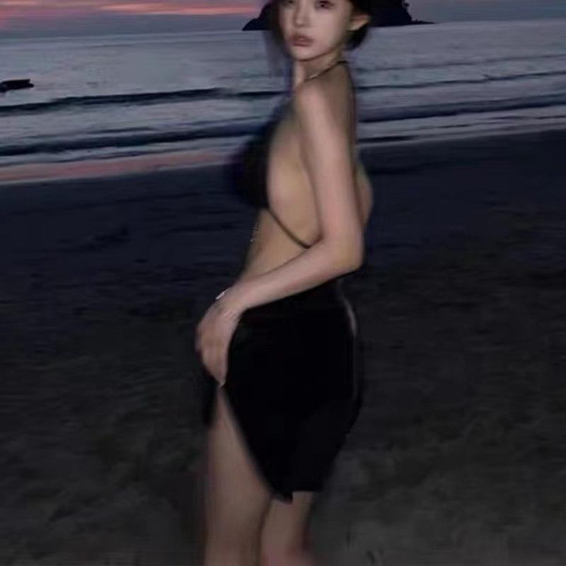 Sex underwear sexy pure desire chain swimsuit bikini three-piece split back swimsuit neck qqny