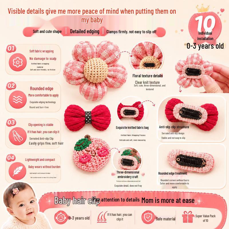 DAGO Baby Full Fabric Wrapped Hair Clips