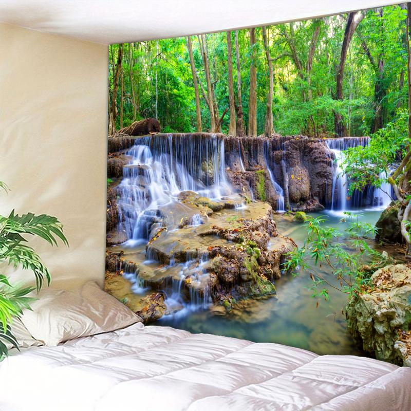 VIKAMA Chiang Mai Waterfall Tapestry Tropical Rainforest Stream Living Room Background Wall Room Decoration