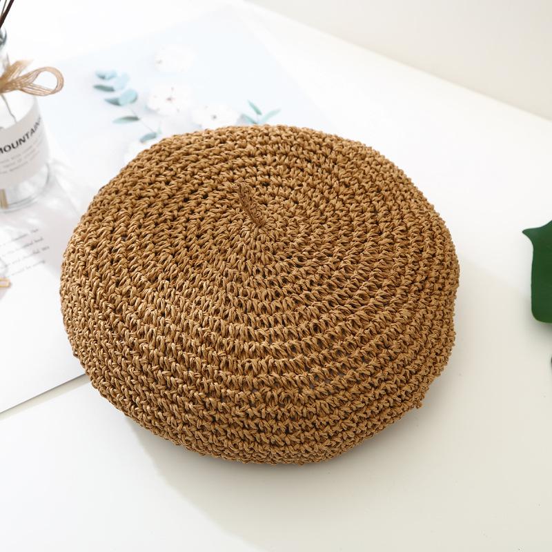 

Summer Weave Beret Female Straw Hats For Women Spring Autumn Flat Sun Hat Breathable Casual Holiday Artist Beach Cap Chapeau