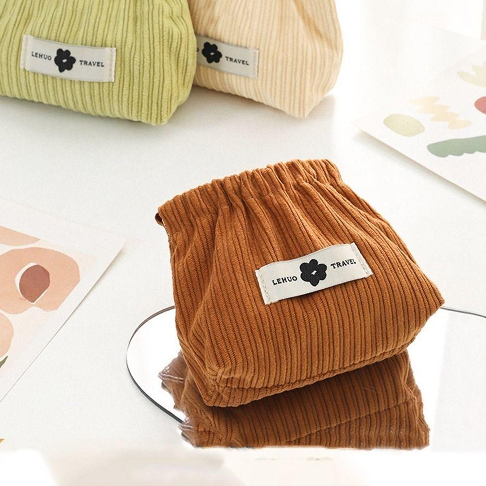 Makeup Bag Mini Cosmetic Bag Corduroy Leaf Spring Bag Fashion Lipstick Storage Bag  Change Storage