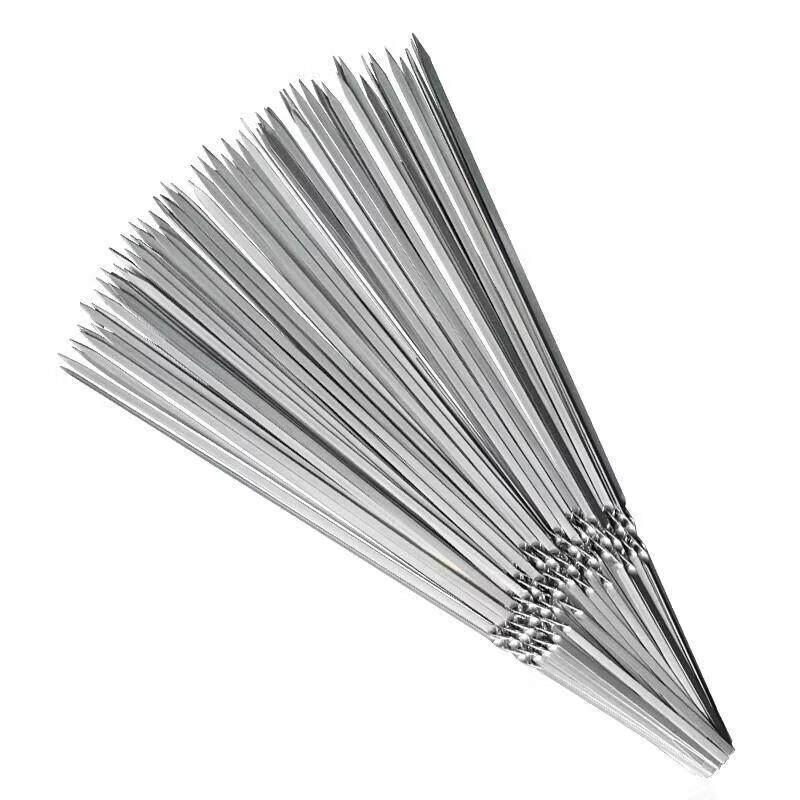 100-Pack 34cm Stainless Steel Flat BBQ Skewers