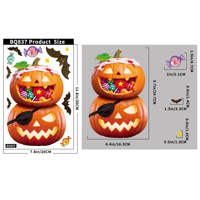 Halloween decoration bat ghost window sticker Halloween party atmosphere layout creative pumpkin lantern static glass sticker