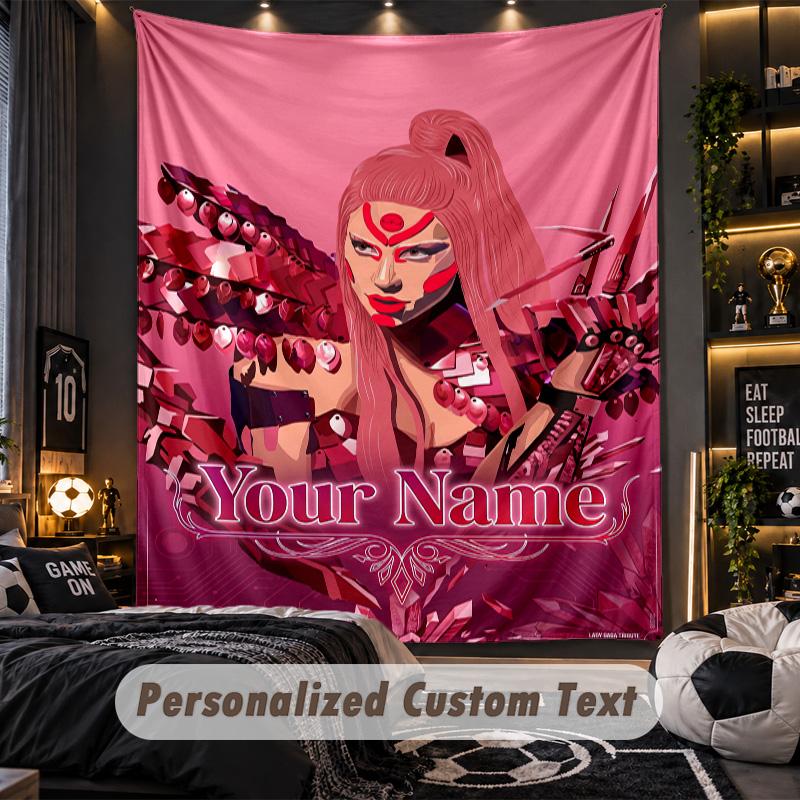 Personalisierte Wandtapisserie, Lady Gaga Individuell Bedruckter Name, Stoff-Wandkunst für Innenraum-Hintergrund