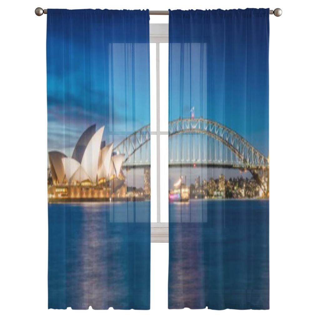 Sydney Harbour New South Wales Australia Chiffon Sheer Curtains for Living Room Bedroom Decoration Window Voiles Tulle Curtain