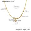 18K Gold-Plated Heart Zircon Bow Pendant Necklace & Bracelet Jewelry Set