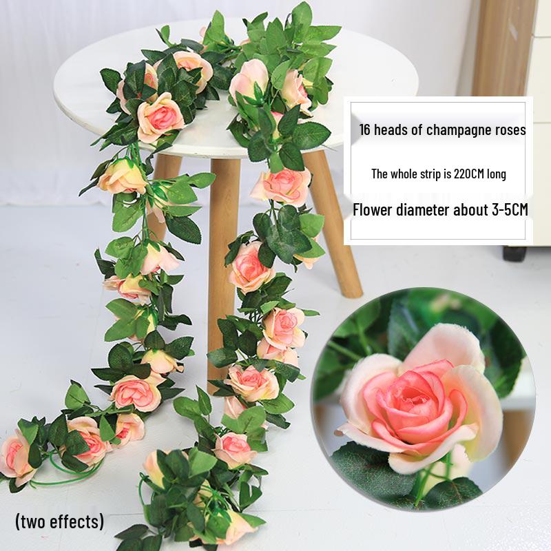Artificial Rose Vine for Air Conditioning Pipe and Staircase Decoration