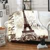 Eiffel Tower Retro Style Flannel Plush Throw Blanket Creative Soft Warm Lightweight Home Sofa Bed Decor Office Travel Gifts