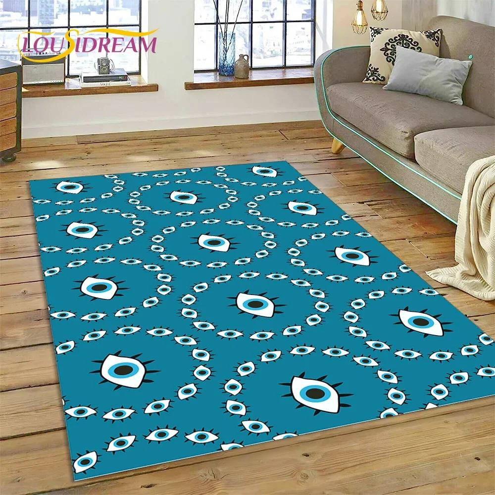 Evil Eye Turkey Blue Nazar Eye of Horus Carpet Rug for Bedroom Living Room Home Sofa Decoration,Child Game Large Decor Floor Mat