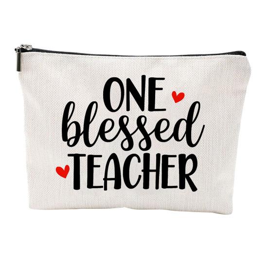 

Cosmetic Bag Teacher Theme Compact Toiletry Bag Portable Zipper Close Storage Bag for Travel And Dressing Table