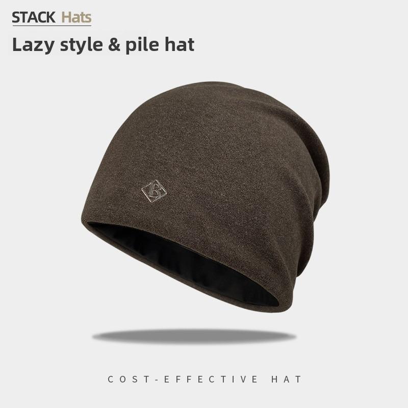 Color Fashionable Solid Pile Up Hat With Letter Decoration For Daily Outdoor