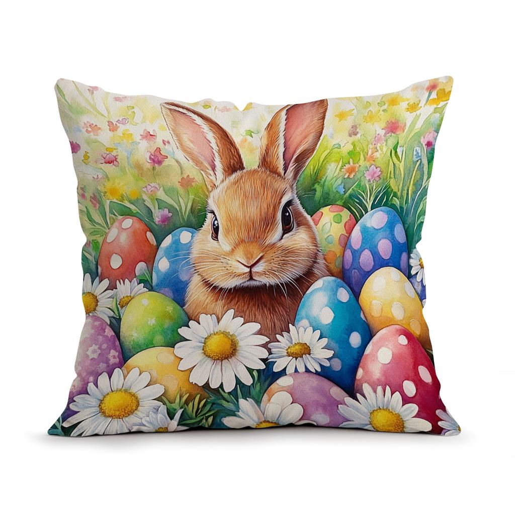 Easter Bunny Flowers Cushions Pillowcase Polyester Cushion Cover Throw Pillow Pillowcover Home Car Sofa Decor