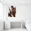 Sexy Long Purple Hair Woman Desert Military Fatigues Tin Sign Vintage Metal Poster with Tattoos, Rifle - Bar Pub Home Cafe Wall