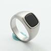 Square Retro Black Rings Silver Black Glass Stone Rings Black Stone Square Ring  Funerals