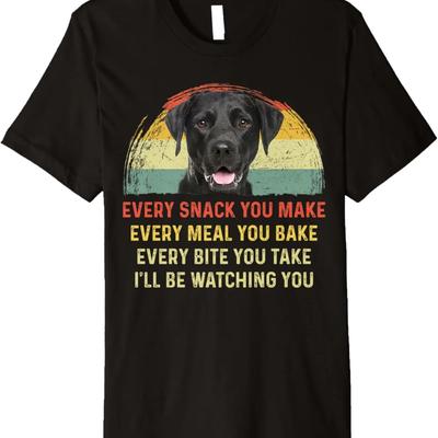 Jeder Snack, den du machst Schwarzer Labrador Hund Mama Hunde Papa Retro Premium T-Shirt