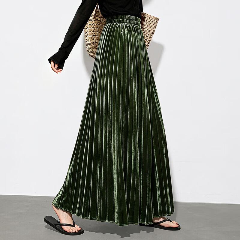 Sibaoshe Vintage High-Waist A-Line Split Maxi Skirt