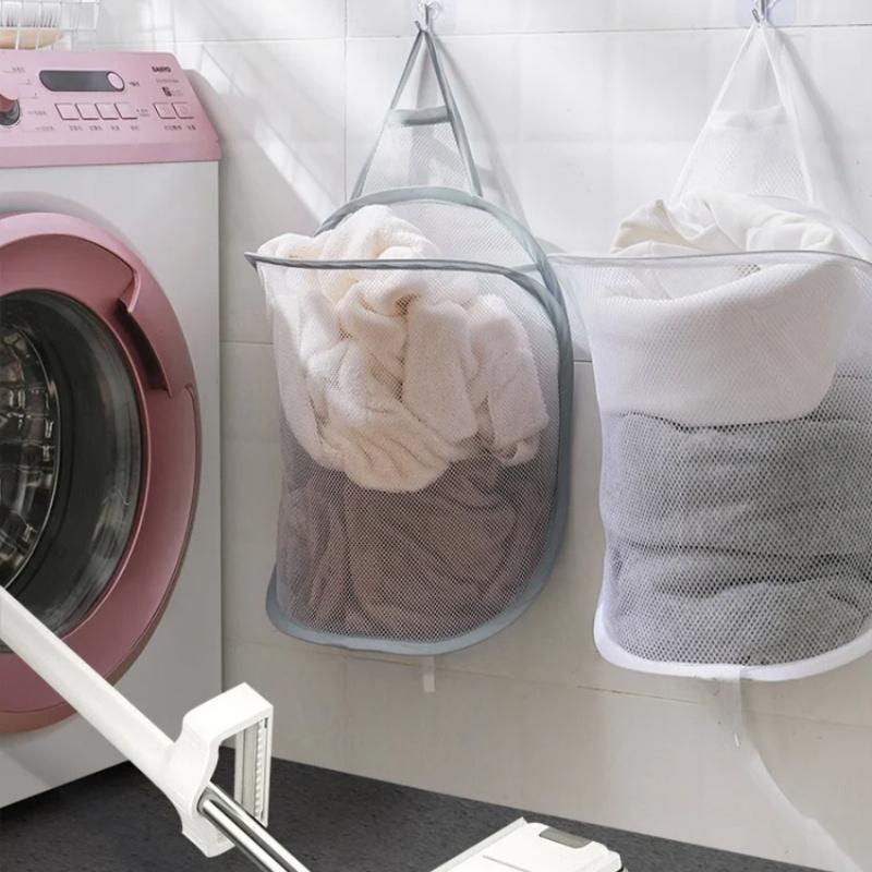 Coș de rufe pliabil, organizator de haine murdare, plasă, geantă de uz casnic, montat pe perete, baie, coșuri agățate, găleată