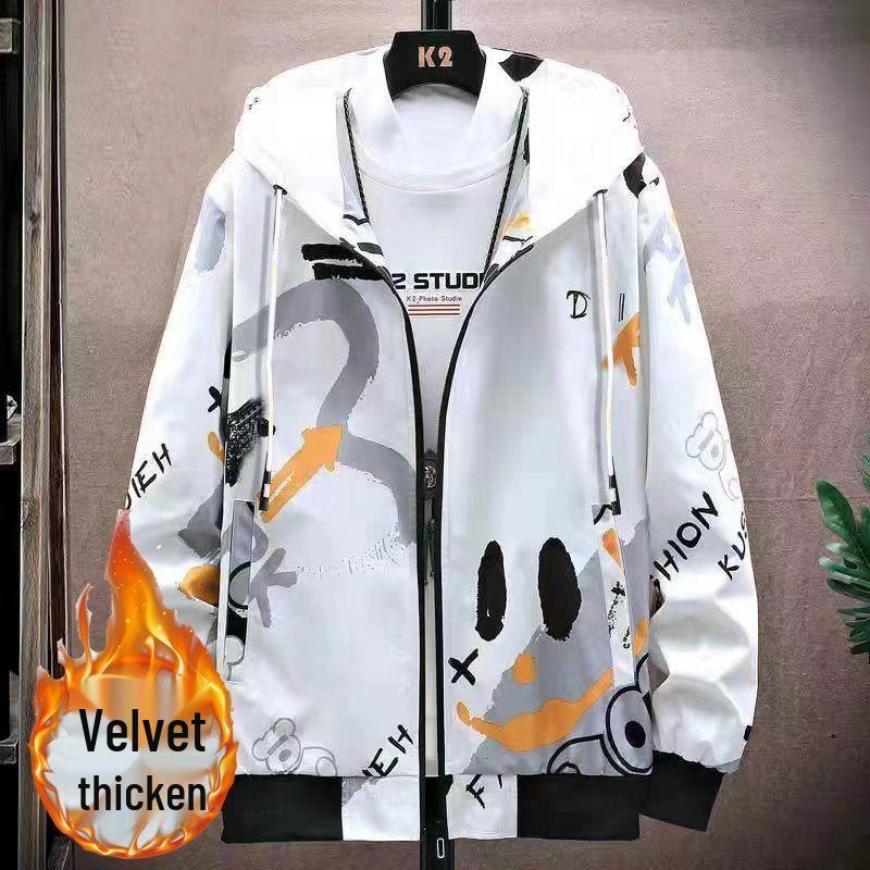 Samt-Kapuzenpullover für Teenager-Jungen Herbst/Winter - Stylische, locker sitzende Jacke