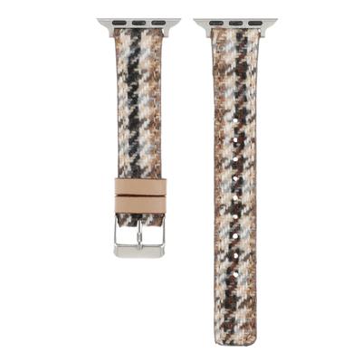 Watch Strap For Apple Watch Series 10 42mm/9 8 7 41mm/SE 6 5 4 40mm/3 2 1 38mm Grid Leather Wool Watchband