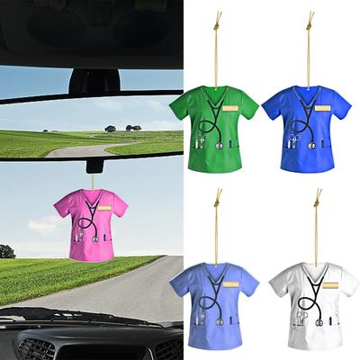 Pendentif de Voiture en Acrylique Réfléchissant pour Rétroviseur en Forme d'Uniforme d'Infirmière Pendentif Couleurs Vives Décoration Intérieure de Véhicule pour Poignée de Porte