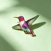 Colorful Hummingbird Enamel Pin Set, Delicate Flying Bird Brooches, Vibrant Nature-Inspired Metal Badges with Gold Trim