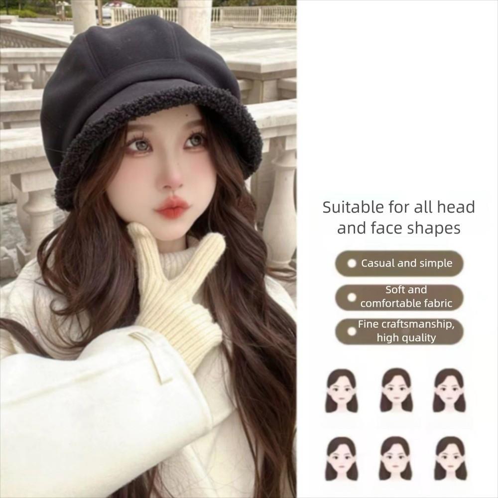 Classic Autumn Winter Plush Beret Hat Cold Prevention Leisure Bucket Hat Women Basin Cap  Vacation