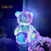 Teddy Bear Night Light Prismatic Iridescent LED Bear Lamp DIY Assembly Colorful Bunny Lamp for Valentine's Day Gift Bedroom Party Decor