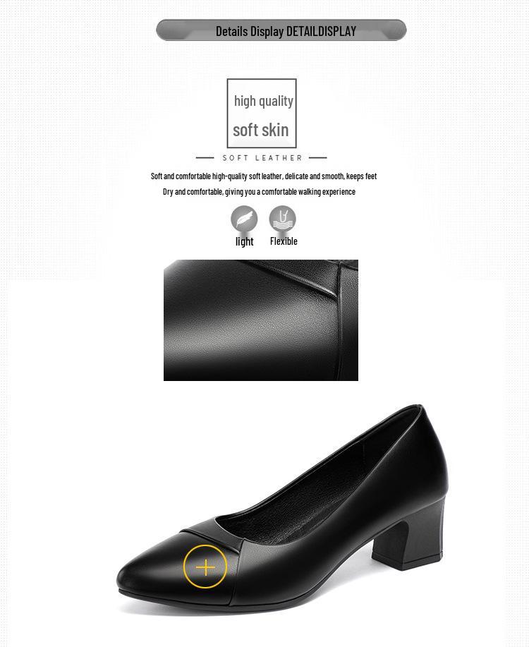 Spring & Autumn 2022 Chunky Heel Soft Leather Mom Shoes - Comfortable Low-Cut for Middle-Aged & Elderly Women