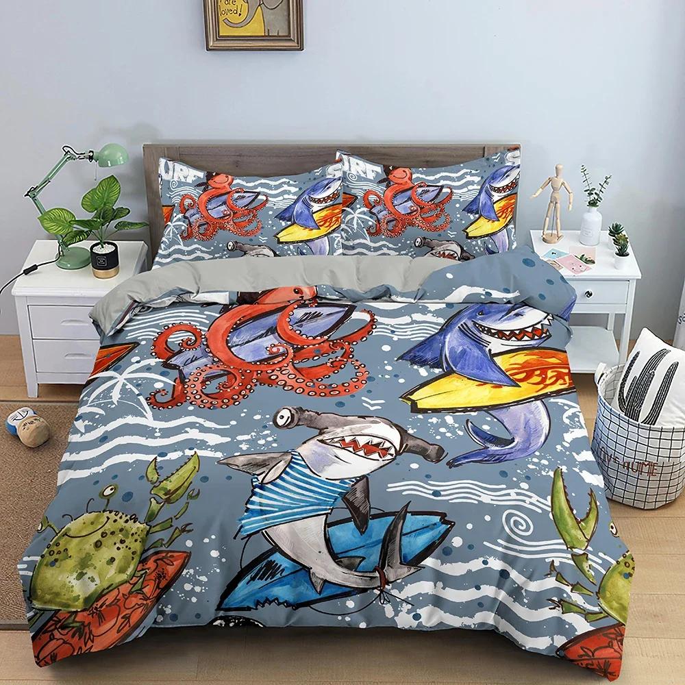 Cartoon Pattern Comfortable Duvet Quilt Cover Pillowcase Bedding Set Children Bedroom Decoration Home Textile