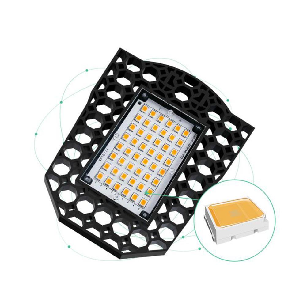 LED Garage Light E27 Deformable Ceiling Light Three-Leaf Folding High Bay Lamp 60W White