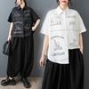 DIMANAF 2026 Plus Size New Spring Summer Blouse Short Sleeve Casual Shirt Women Loose Tops Shirts Cotton Black Print