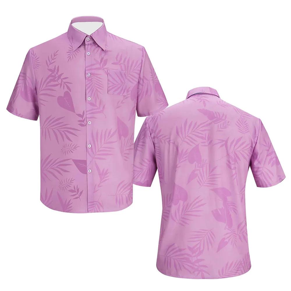 Nick Fox Cosplay Button-Down-Hemd Kurzarm Locker Herren Damen Camisa Unisex Streetwear Mode Lässig Rosa Hemd Print Oberteile