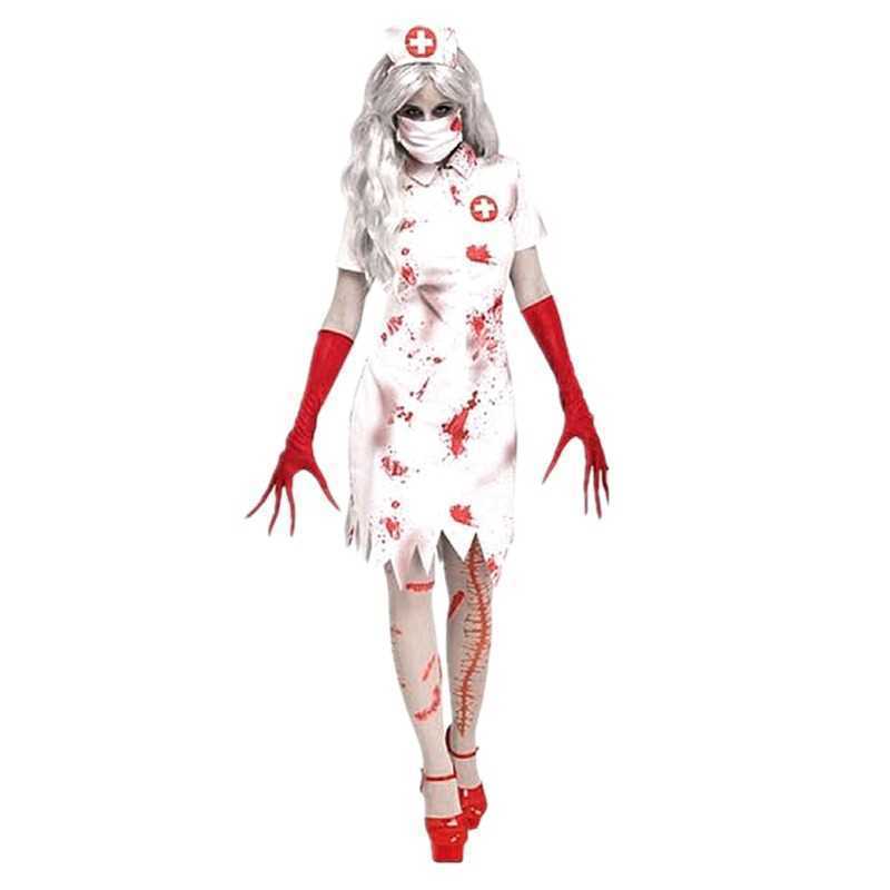 Halloween Party Costumes Stage Costumes Uniform Seduction White Bloody Scary Female Nurse