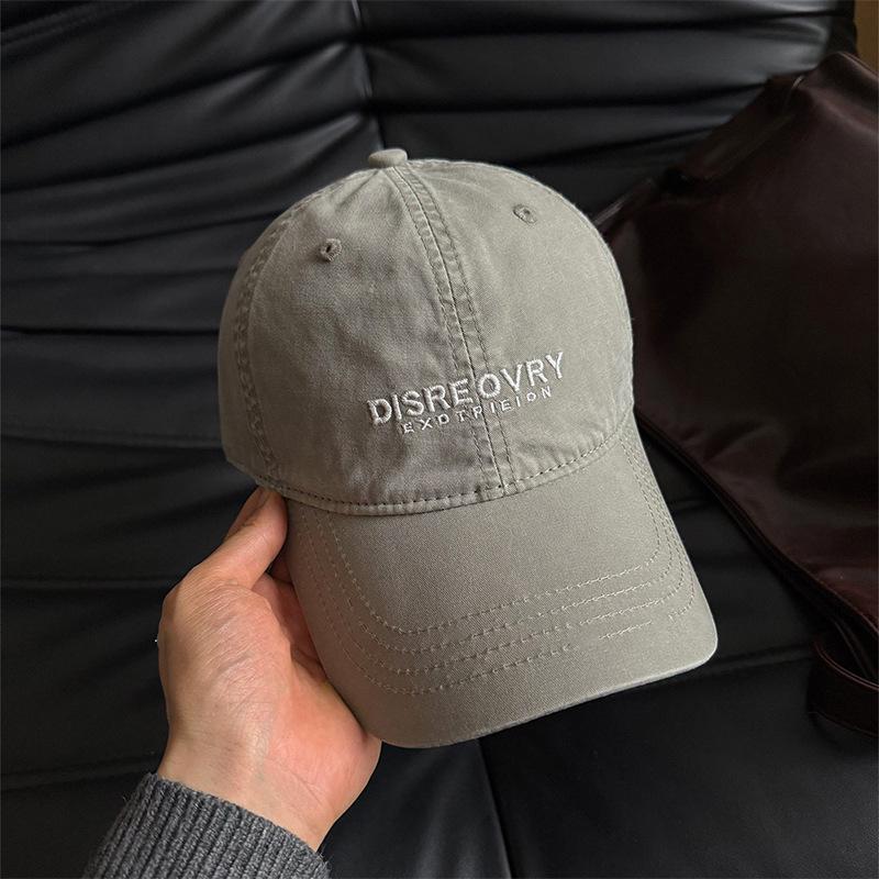 Spring Japan and Korea blue embroidered baseball cap women's wide brim big head circumference quality cap men's face small hat