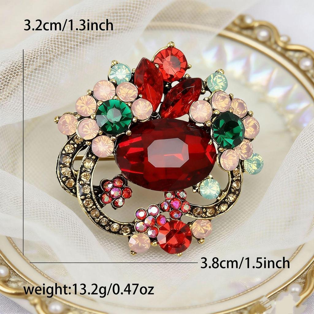 Elegant Crystal Flower Brooch for Women's Suit & Sweater