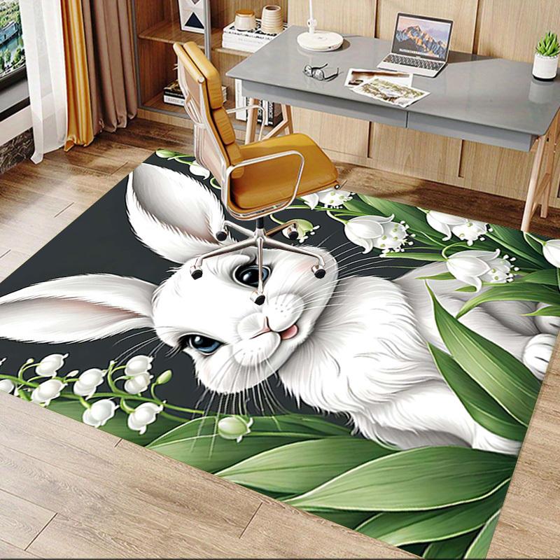 1PC rabbit flowers Non-Slip Floor Carpet Compatible for Office&Living Room&Bedroom&Dining room - Flat - Weave Machine-S0316