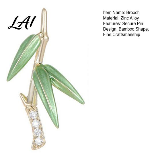 Enamel Leaf Brooch Pin for Women Three-Dimensional Green Bamboo Shape with Bag Accessory Leaves Outfit Badge Necklines Scarves Bags Cardigan