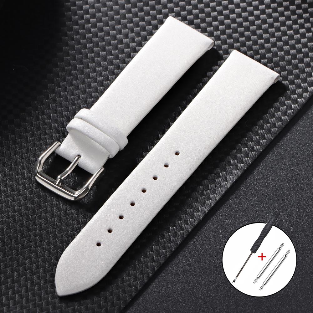 

18 мм 20 мм 22 мм Ультратонкий ремешок для часов из натуральной коровьей кожи Мужской Женский Универсальный ремешок для часов Коричневый Белый Черный Браслет для смарт-часов 22mm белый