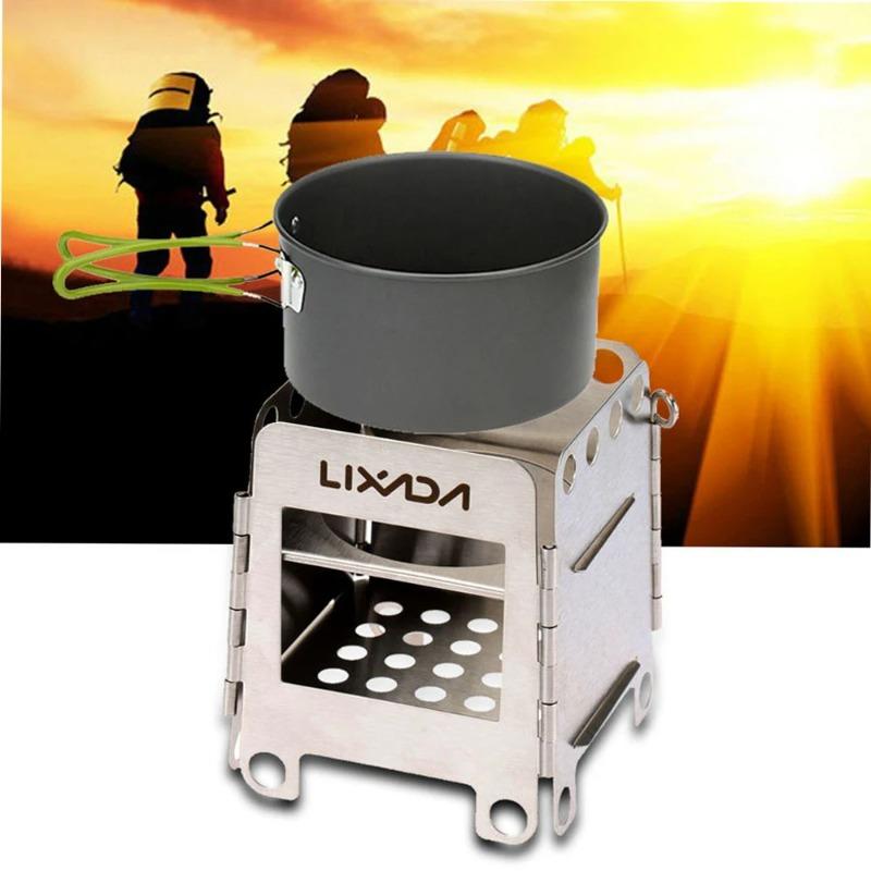 Camping Titanium Stove Lightweight Folding Wood Burning Stove Portable Outdoor Pocket Stove Backpack Style Cooking