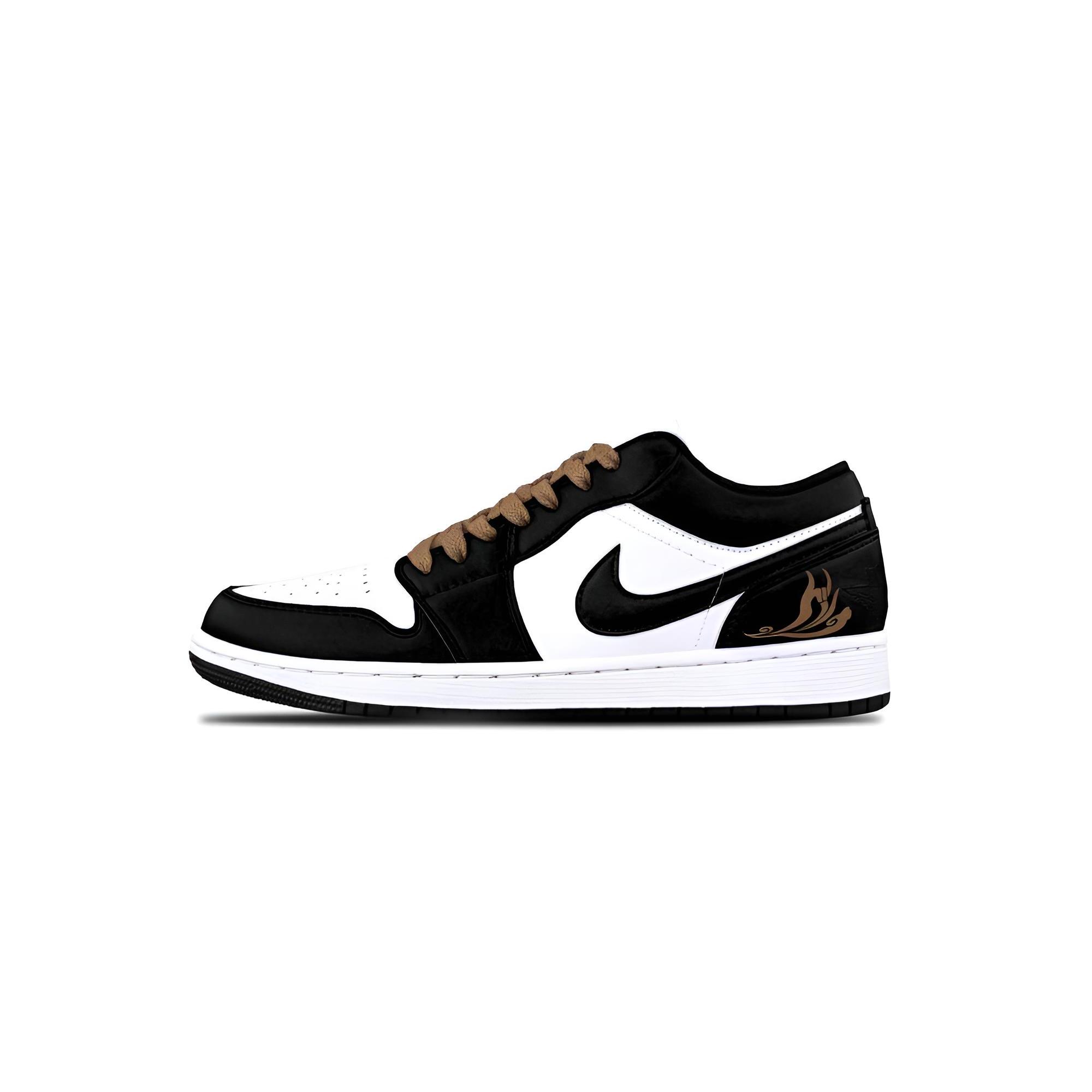 

Jordan Air Jordan 1 Black Warrior Cushioning, Wear Resistant Low top Vintage Basketball Shoes Unisex Black White 553558-165(Team766-) 43