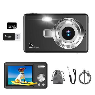 Digital Camera 4K Video Recording 50 Million Pixels Includes 32GB Micro SD Card AF Autofocus Compact Design 2.7-inch Large Screen 16x Zoom Flash Image