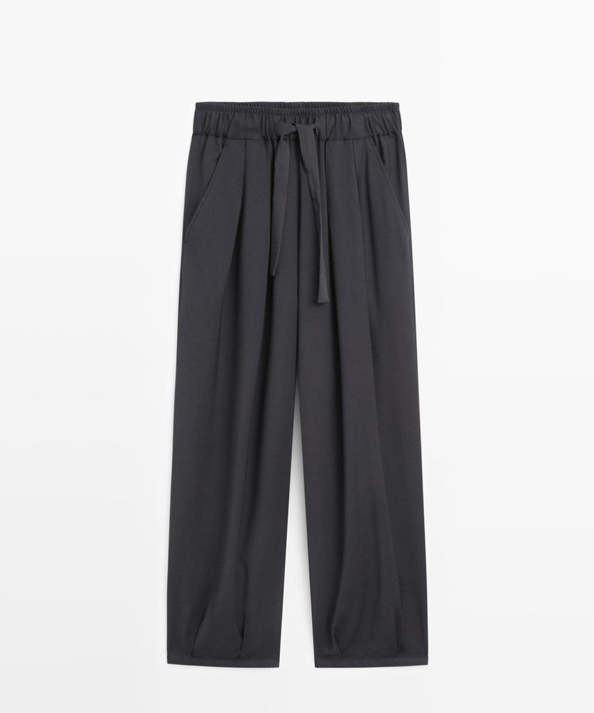 Masimodutti Pleated Detail Wide Leg Volume Pants